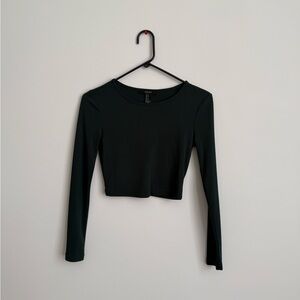 Forest Green Long Sleeve Ribbed Top